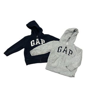 Two Baby Gap Logo Zip Up Hoodies